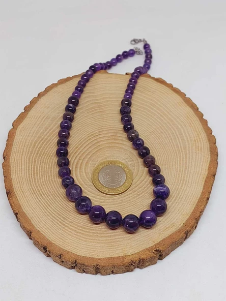 Galaksi Serisi Ametist Taşı Tasarım Kolye - Resim 3