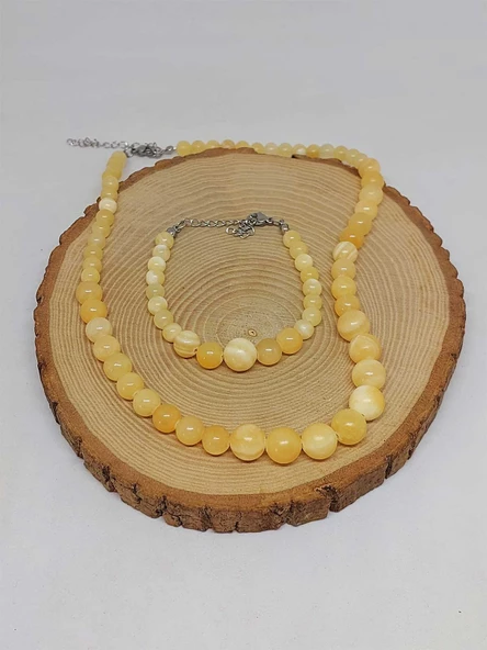 Galaksi Serisi Kalsit Taşı Kolye & Bileklik Seti - Resim 7