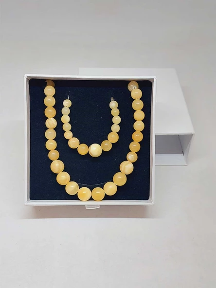 Galaksi Serisi Kalsit Taşı Kolye & Bileklik Seti - Resim 6