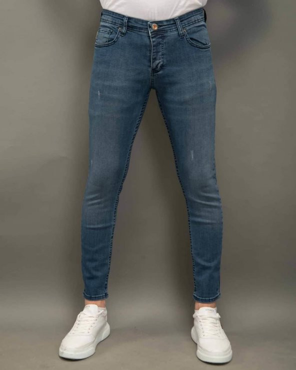 Erkek Açık Mavi Kot Pantolon SkinnyFit Bıyıklı Hendricks 1192-1