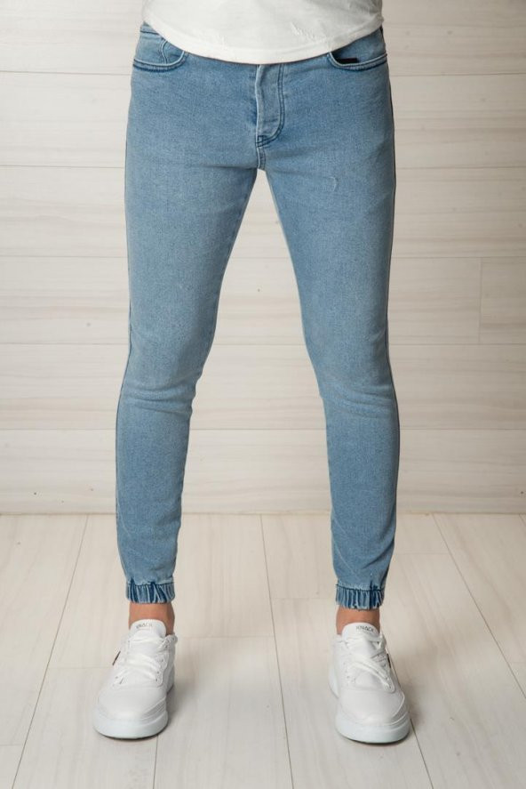 Erkek Açık Mavi Kargo Kot Pantolon Süper SlimFit Reset K765