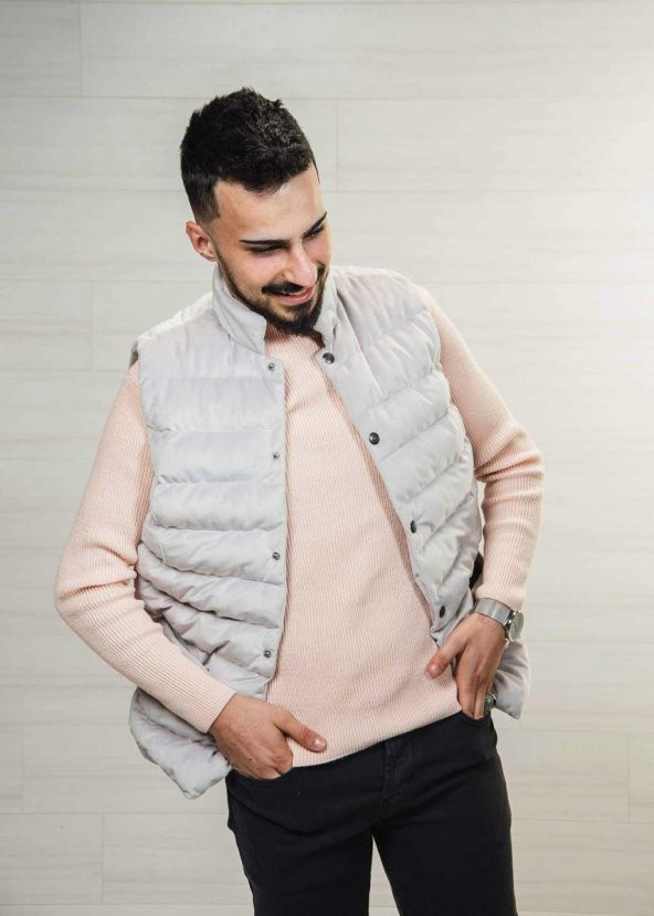 Erkek Kolsuz Şişme Yelek SlimFit Kadife Üstten Cepli Roletti 4000 - 8