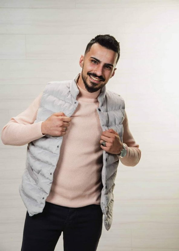 Erkek Kolsuz Şişme Yelek SlimFit Kadife Üstten Cepli Roletti 4000 - 10