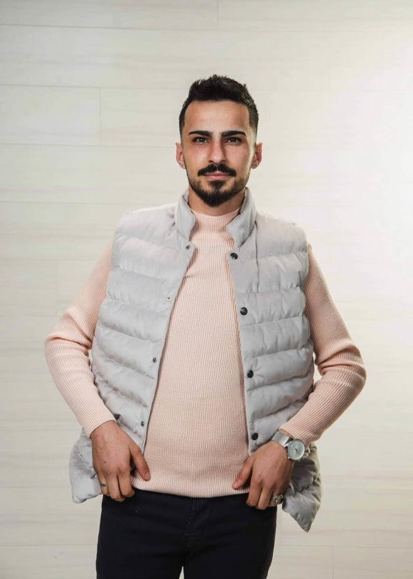 Erkek Kolsuz Şişme Yelek SlimFit Kadife Üstten Cepli Roletti 4000 - 11
