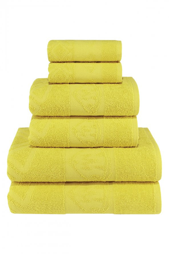 Ananas Desenli Pamuk Banyo Havlu Seti 12 Adet, 4 Banyo havlusu, 4 El Havlusu, ve 4 Yüz Havlusu, -Style- Açik Sari, Sari - Resim 5