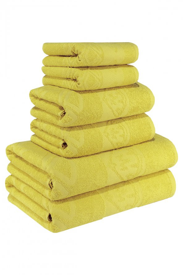 Ananas Desenli Pamuk Banyo Havlu Seti 12 Adet, 4 Banyo havlusu, 4 El Havlusu, ve 4 Yüz Havlusu, -Style- Açik Sari, Sari - Resim 6