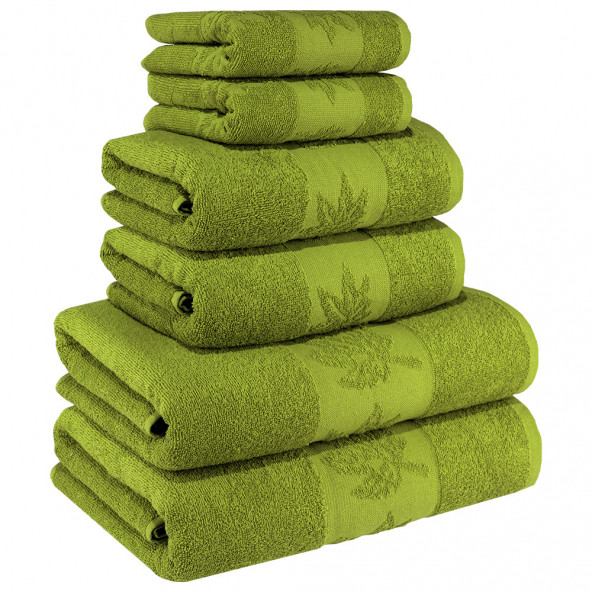 Yaprak 100% Pamuk Banyo Havlu Seti 12 Adet, 4 Banyo Havlusu, 4 El Havlusu, ve 4 Yüz Havlusu, -Comfort- Açık Lime,Lime - 3