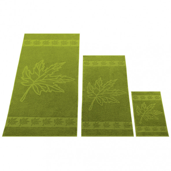 Yaprak 100% Pamuk Banyo Havlu Seti 12 Adet, 4 Banyo Havlusu, 4 El Havlusu, ve 4 Yüz Havlusu, -Comfort- Açık Lime,Lime - 7