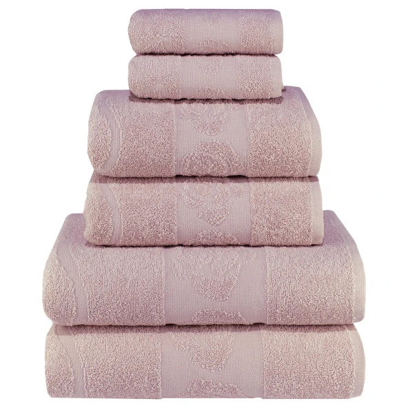 Gül Desenli 100 Pamuk Banyo Havlu Seti 12 Adet, -Comfort- Pembe, Narçiçeği, - Resim 4