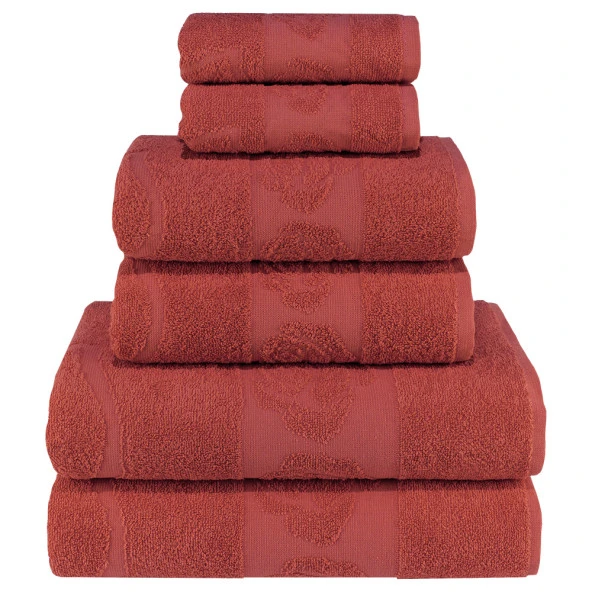 Gül Desenli 100 Pamuk Banyo Havlu Seti 12 Adet, -Comfort- Pembe, Narçiçeği, - Resim 5