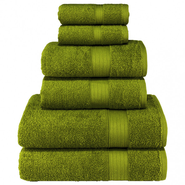 Textile Colors Bordür Desenli 100 Pamuk Banyo Havlu Seti 12 Adet, 4 Banyo Havlusu, 4 El Havlusu, ve 4 Yüz Havlusu, -Vision- Açık Yeşil, Yeşil - 5