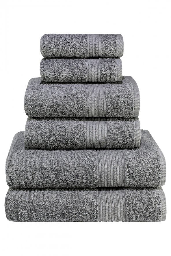 Textile Colors Bordür Desenli 100 Pamuk Banyo Havlu Seti 12 Adet, 4 Banyo Havlusu, 4 El Havlusu, ve 4 Yüz Havlusu, -Vision- Coolgri7, Coolgri11, - 4