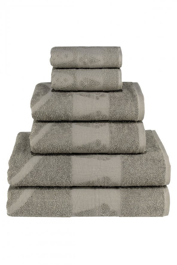 Textile Colors Dondurma Desenli 100 Pamuk Banyo Havlu Seti 6 Adet, 2 Banyo havlusu, 2 El Havlusu, ve 2 Yüz Havlusu, -Style- Kahverengi, - 2
