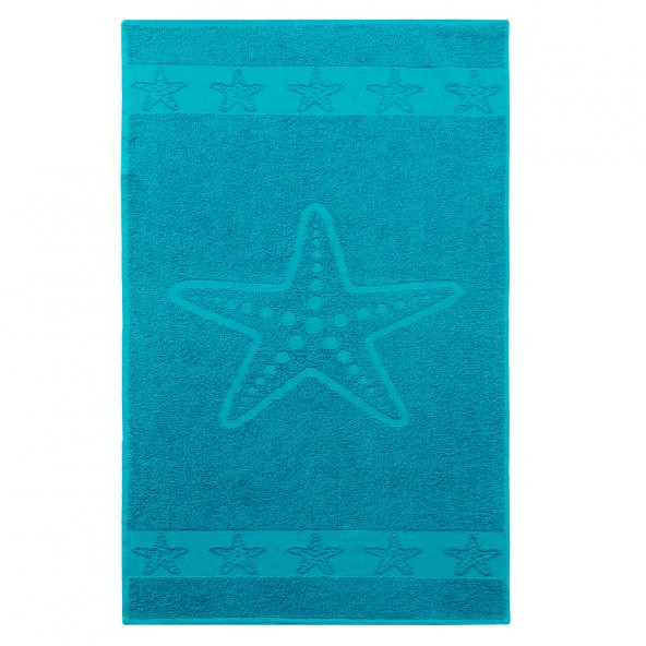 Textile Colors Deniz Yıldızı Desenli 100 Pamuk Banyo Havlu Seti 6 Adet, 2 Banyo Havlusu, 2 El Havlusu, ve 2 Yüz Havlusu, -Comfort- Aqua - 2