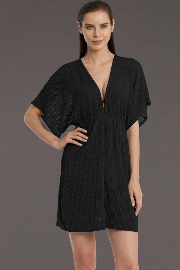 Kıvrımlı V Yaka Kollu Tunik - 2