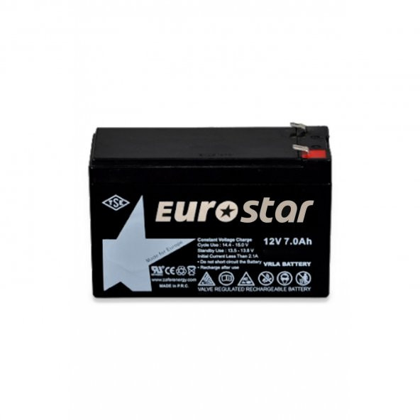 Eurostar ES127.0 12 Volt 7 Amper Tam Bakımsız Kuru Tip Akü