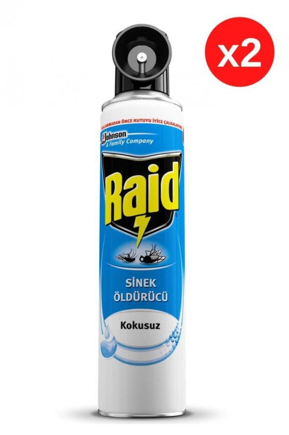 Raid Sinek Öldürücü Sprey Kokusuz, 300ml (Sivrisinek ve Karasineklere Karşı) x2