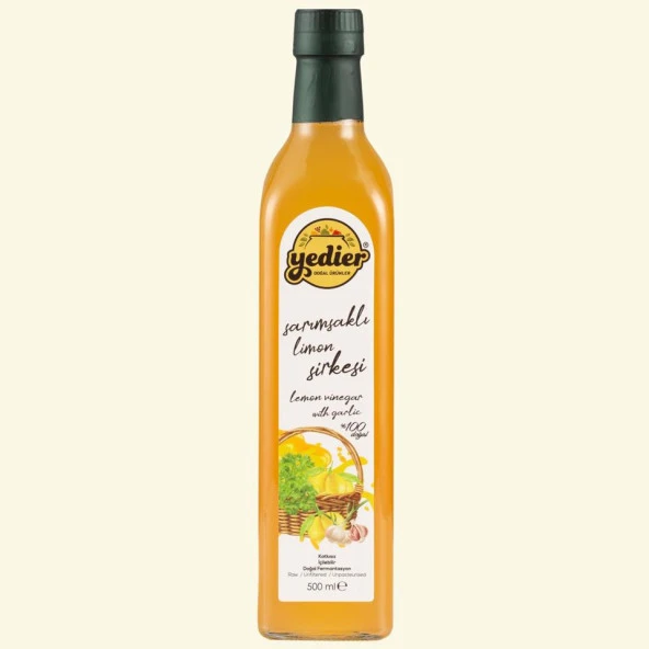 Yedier İçilebilir Doğal Fermantasyon Katkısız Sarımsaklı Maydanozlu Limon Sirkesi 500ml