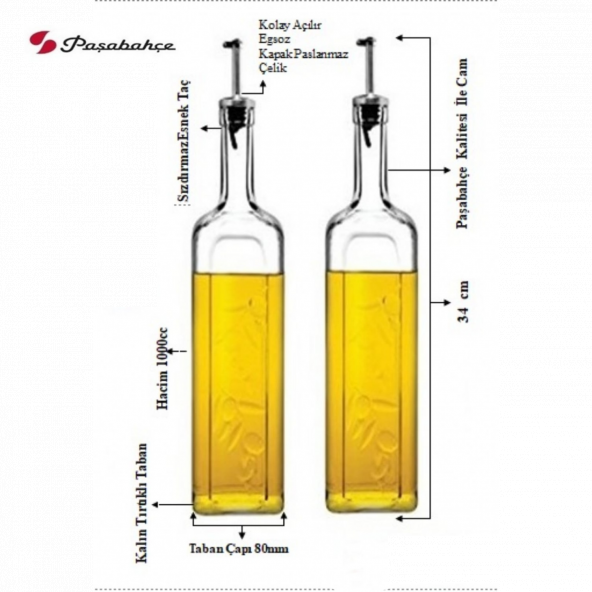 Paşabahçe Yağdanlık Yağlık Sirkelik 2'li Sosluk 1000 ML 80230 - 2
