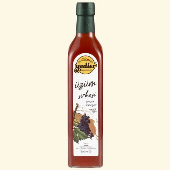 Yedier İçilebilir Doğal Fermantasyon Katkısız Üzüm Sirkesi 500ml