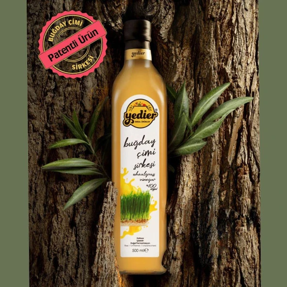 Yedier İçilebilir Doğal Fermantasyon Katkısız Patentli Buğday Çimi Sirkesi 500ml