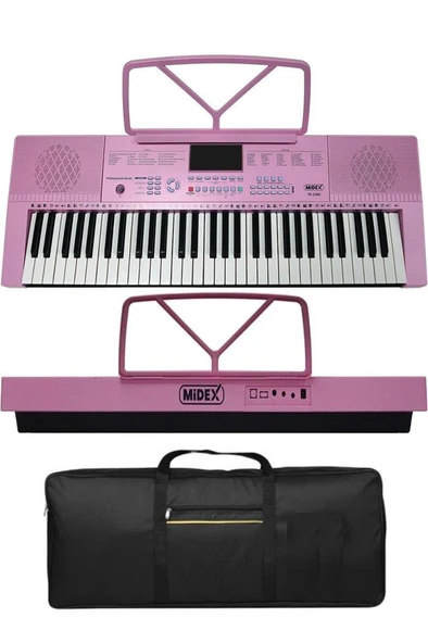Midex PS-2300PK-PAK 61 Tuşlu Org Stand Kulaklık Pembe Başlangıç İçin Uygun - Resim 2