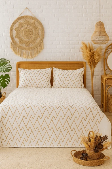 Rivaİstanbul Maria Çift Kişilik Kortlu Kapitone Yatak Örtüsü Takımı 3 Parça Uyku Seti - Resim 2