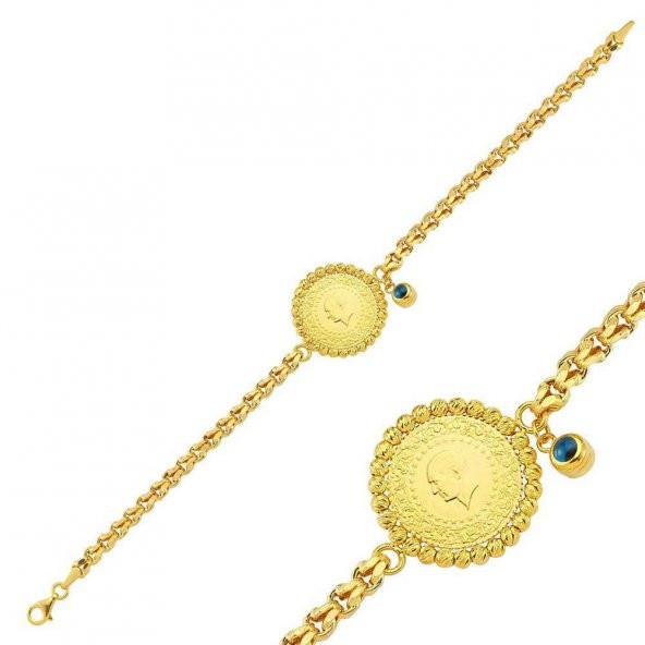 22 Ayar güverse zincirli yarım altın bileklik ürün görseli