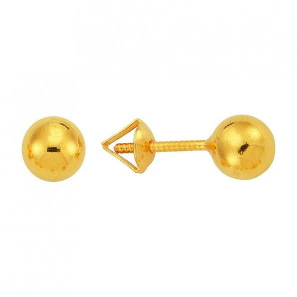 22 Ayar Altın Top Küpe Parlak 1.40 Gram