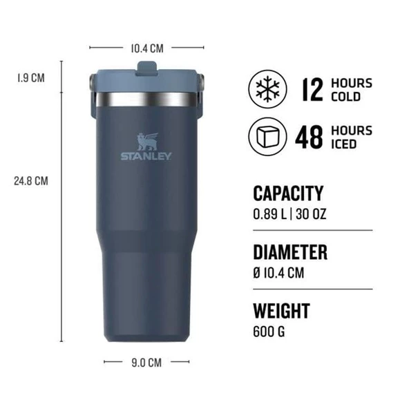 Stanley 30Oz Classic Flip Straw Tumb Navy Eu Termos - 3