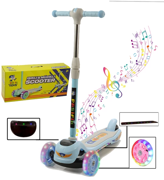 Müzikli ve LED Işıklı Büyük Üç Teker ve Gövde Çocuk Scooter - 2