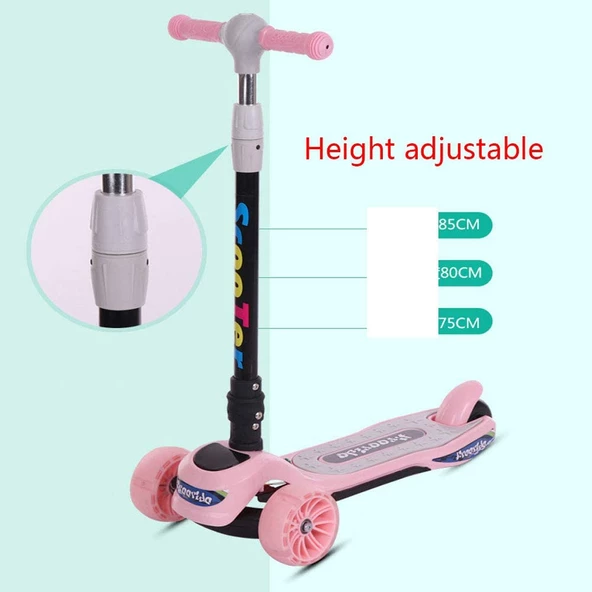 Müzikli ve LED Işıklı Büyük Üç Teker ve Gövde Çocuk Scooter - 9