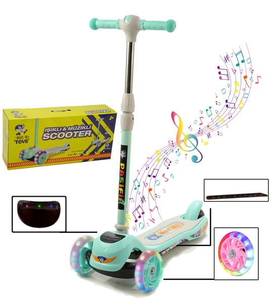 Müzikli ve LED Işıklı Büyük Üç Teker ve Gövde Çocuk Scooter - 3