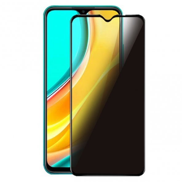 Xiaomi Redmi 9C Hayalet Privacy Gizli Cam Ekran Koruyucu Siyah