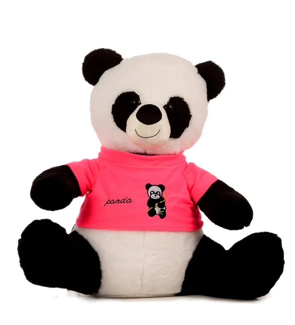 1.Kalite Tshirtlü Sevimli Peluş Panda - 90 cm