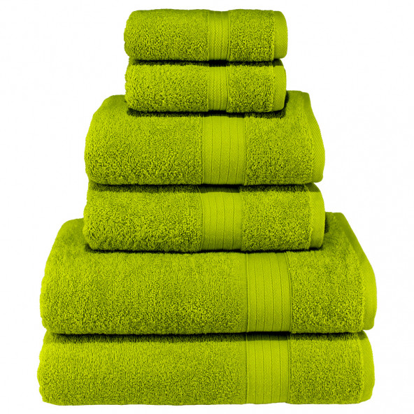 Textile Colors Bordür Desenli 100 Pamuk Banyo Havlu Seti 6 Adet, 2 Banyo Havlusu, 2 El Havlusu, ve 2 Yüz Havlusu, -Vision- Açık Yeşil, - 2