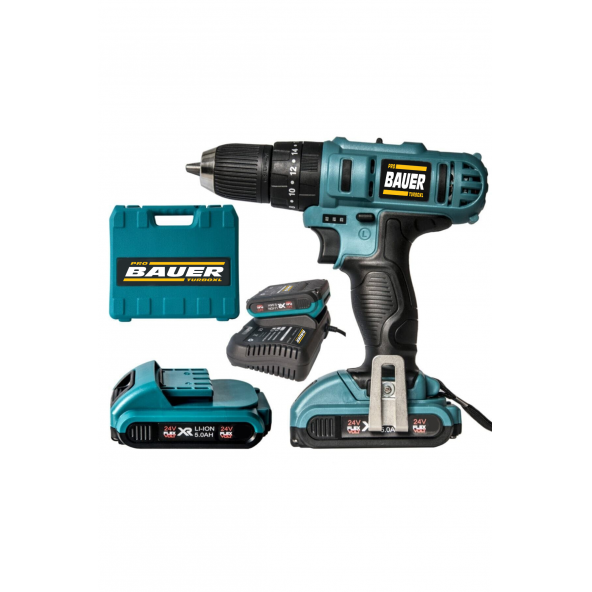 BAUER Xr 24 V 5 Ah Darbeli Çift Akülü Şarjlı Vidalama Matkap Blue