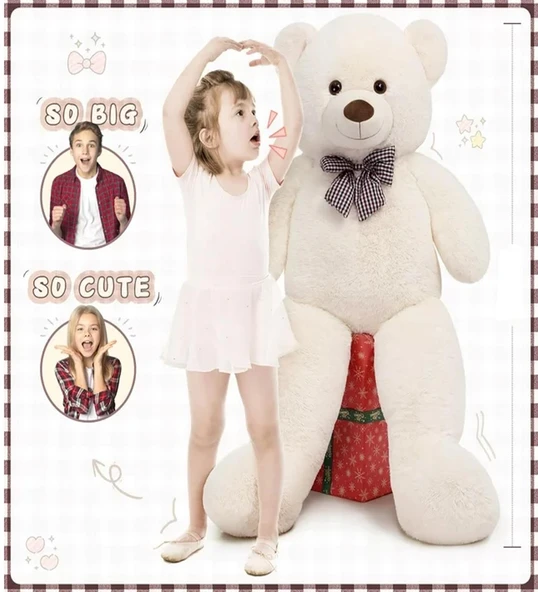 Papyonlu Sevimli Büyük Peluş Ayıcık, 130 cm - % 100 YERLİ - 7