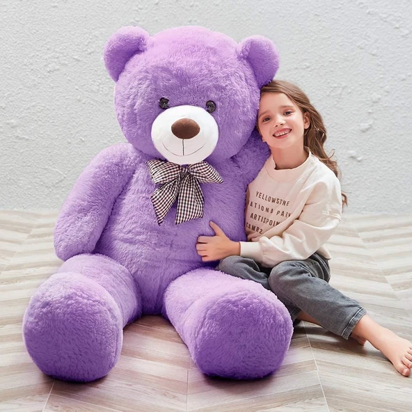 Papyonlu Sevimli Büyük Peluş Ayıcık, 130 cm - % 100 YERLİ - 11