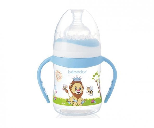 Bebedor Geniş Ağız Kulplu Biberon 150 Ml - Mavi