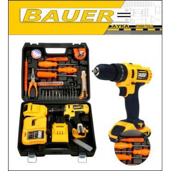Bauer 32 Volt 5 Amper Çift Akülü 50 Parça Komple Set Şarjlı Vidalama Matkap - 3