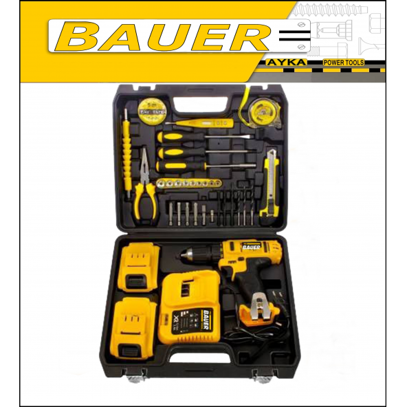 Bauer 32 Volt 5 Amper Çift Akülü 50 Parça Komple Set Şarjlı Vidalama Matkap - 5
