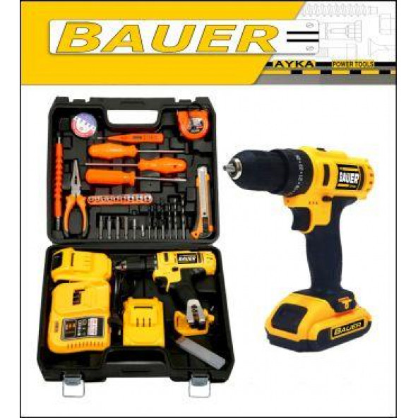 Bauer 32 Volt 5 Amper Çift Akülü 50 Parça Komple Set Şarjlı Vidalama Matkap - 6