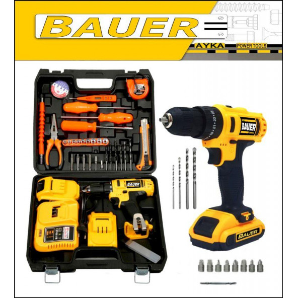 Bauer 36 Volt 5 Amper Çift Akülü 50 Parça Hoby Set Şarjlı Vidalama Matkap