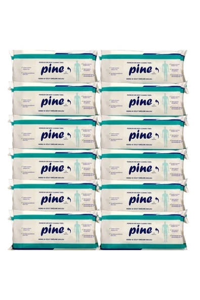 Pine Alkolsüz Hasta Perine Ve Vücut Temizleme Havlusu 50 li X 12 Paket
