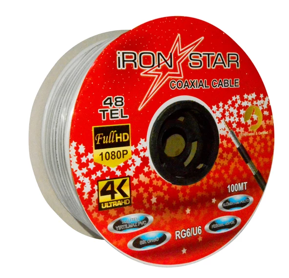 İRONSTAR 4801 RG6U4 48 TEL 100 METRE ANTEN KABLOSU 100MT