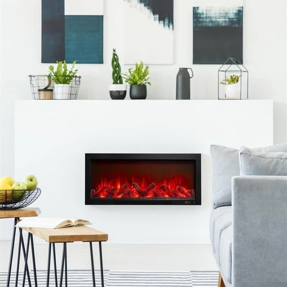 Alaz Efekt 1800W 130cm Bluetooth ve Ses Efektli Dekoratif Elektrikli Şömine - 4
