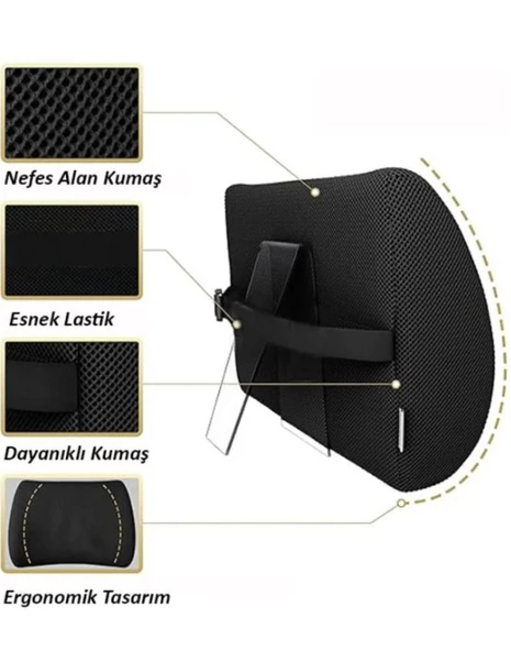 Oto Araç Koltuk Bel Destek Yastığı Çalışma Koltuğu Sırt Bel Minderi Sırt Yastığı - 4