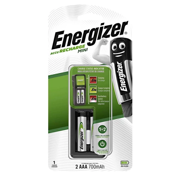 Energizer Mini Şarj Cihazı + 700 mAh AAA 2'li Şarj Edilebilir Pil