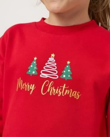 Kız Çocuk Tütülü Yılbaşı Ağacı Desenli Elbise - Resim 10